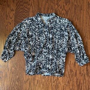 Black and White pleated Blouse